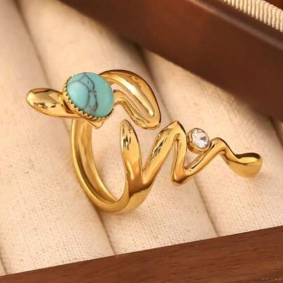 Snake Turquoise Ring N897 - Picture 3 of 3